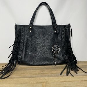Jessica Simpson Black Leather Fringe Purse